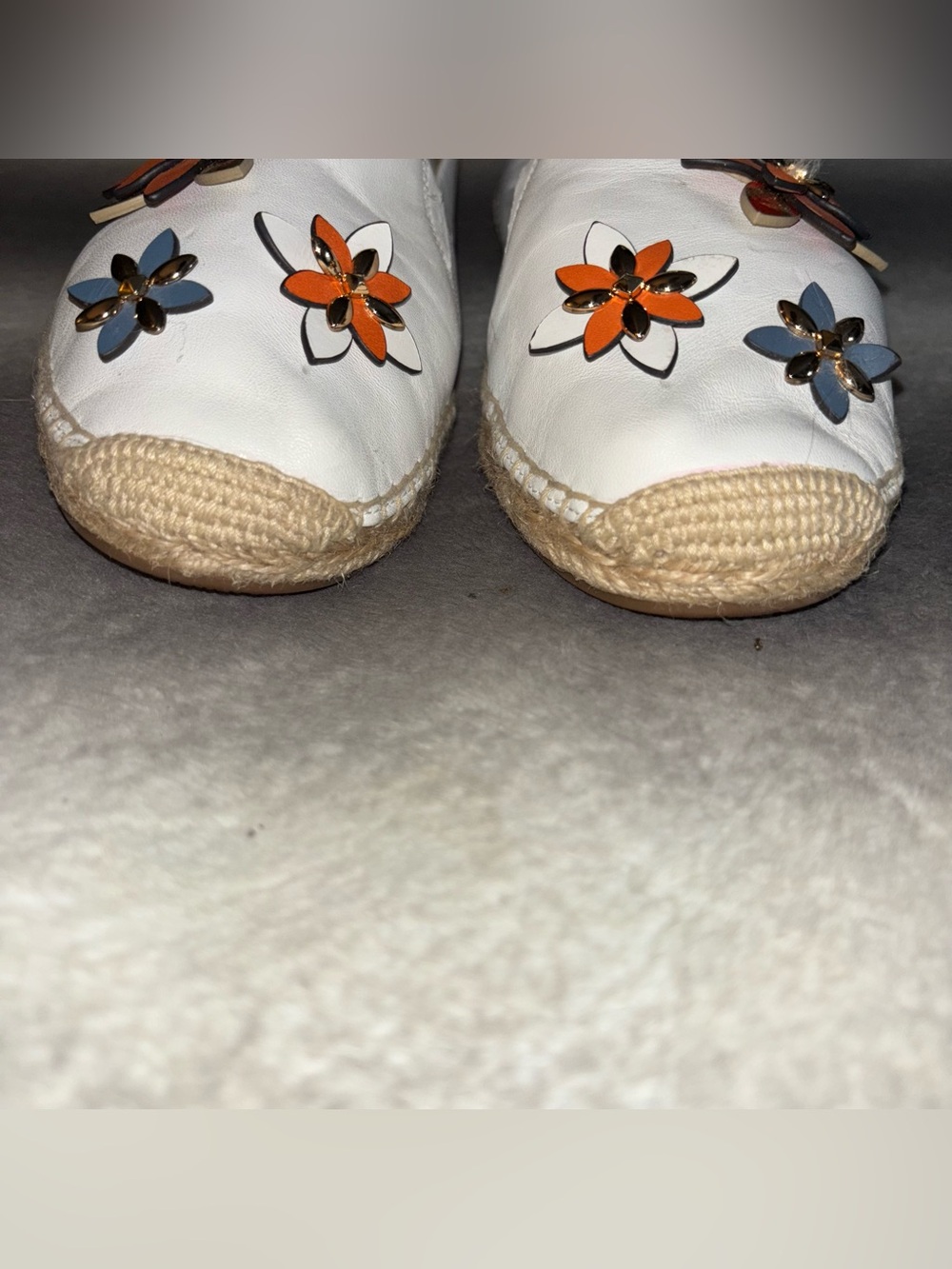Michael Kors Heidi Leather Floral Espadrille Flats White 9.5 - Picture 7 of 11